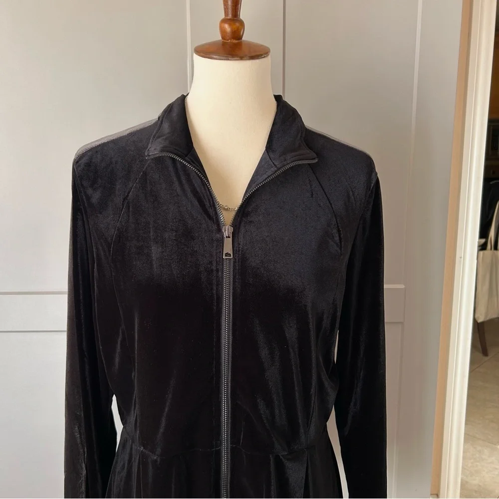 VTG Boston Proper Zip Up Cardigan Womens LG Black Velvet Dark Academia Goth Y2K - Picture 4 of 12